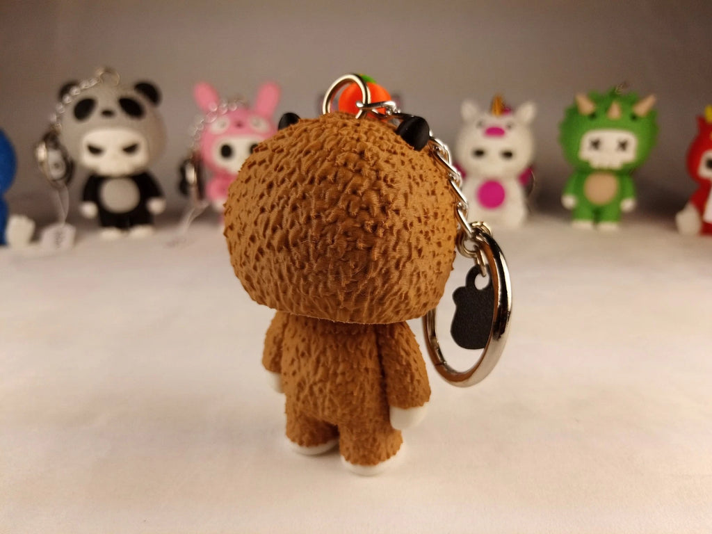 Skubbies "Poppy" portachiavi e personaggio da collezione Stampa 3D PLA a colori con catena e anello con moschettone a molla