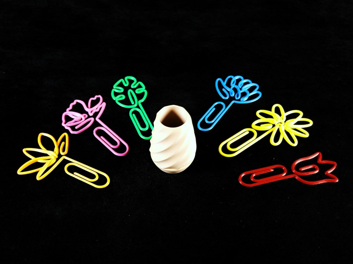 Flower Vase Clip Set, Piccolo vaso porta clip, ufficio scuola , stampato in  3D PLA