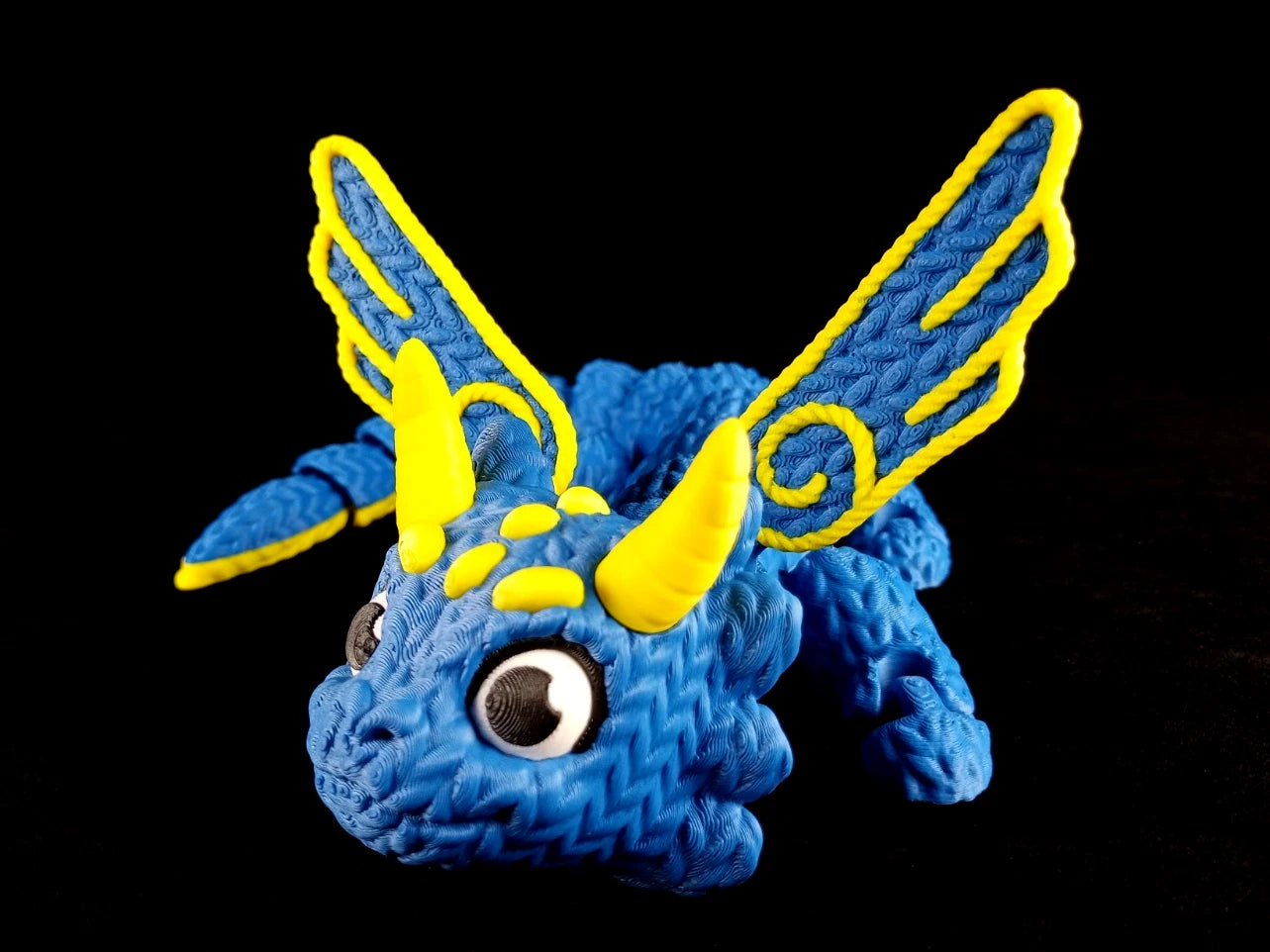 Dragonation "The Threadbinder" Drago articolato Fidget toy Stampa 3D a colori azzurro/giallo lunghezza 32 cm