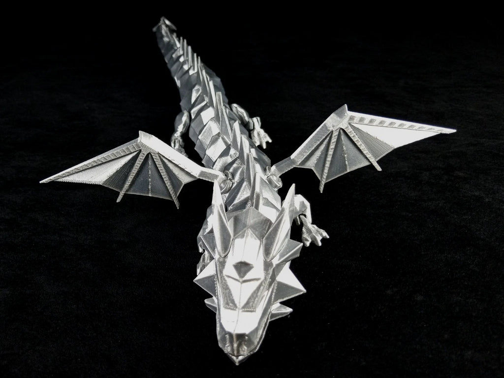 Dragonation "Lord of the Folds" Drago articolato Fidget toy Stampa 3D a colori grigio lunghezza 48 cm