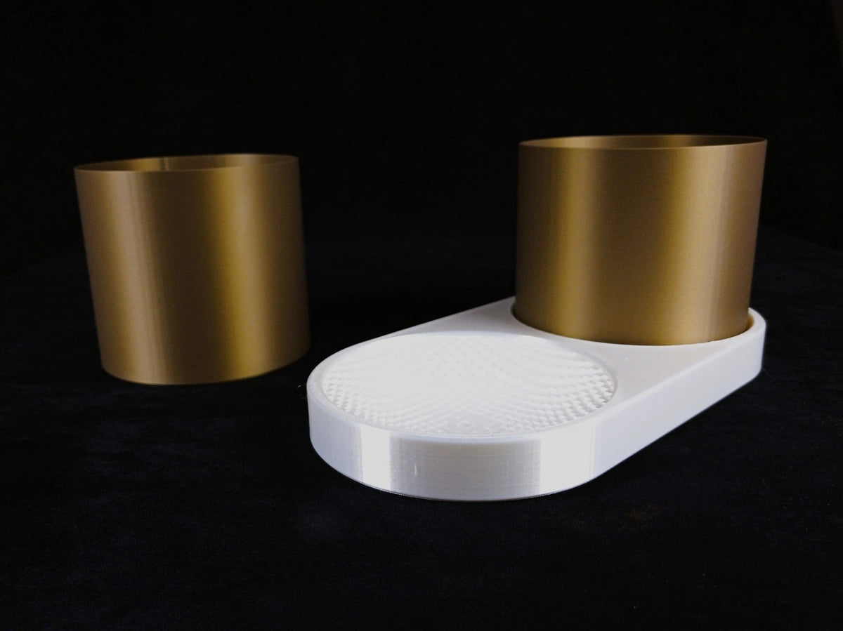 "Forma" Voxel portaoggetti fioriera colore bronzo bianco seta, stampa 3D PLA