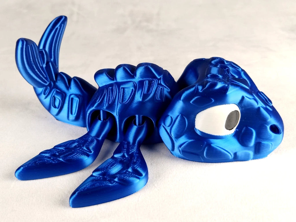 Mosasaur Flexi Dinosaur, Dinosauro articolato Blu seta stampa 3D a colori PLA 15 cm.