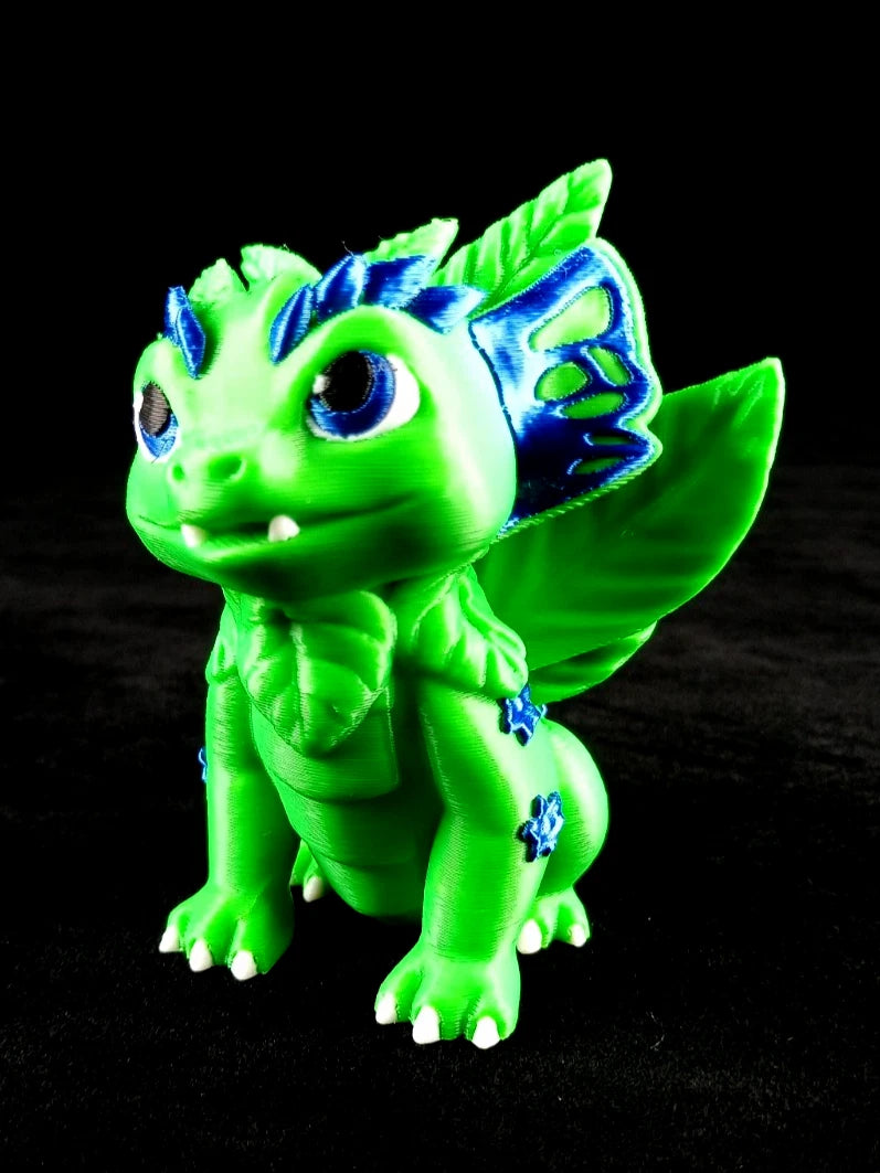 Dragon Nursery Flora baby drago + uovo contenitore + base, stampa 3d a colori PLA made in Italy