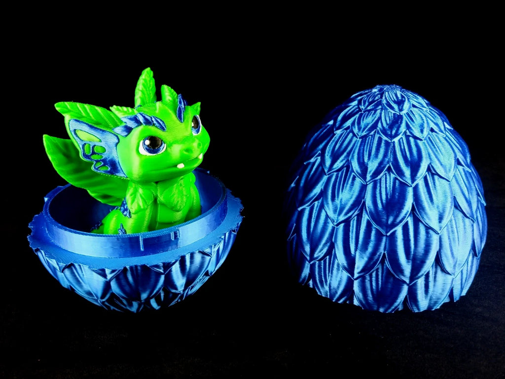 Dragon Nursery Flora baby drago + uovo contenitore + base, stampa 3d a colori PLA made in Italy