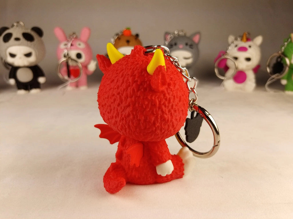 Skubbies "Scorchi" portachiavi, personaggio da collezione Stampa 3D PLA a colori con catena anello con moschettone a molla