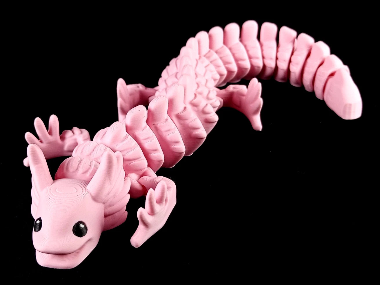 "Flexolotl V2" Axolotl articolato rosa Fidget toy lunghezza 26 cm stampa 3D a colori