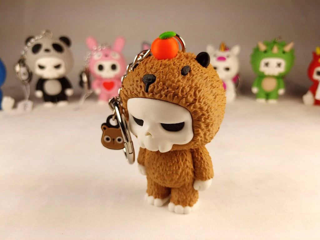 Skubbies "Poppy" portachiavi e personaggio da collezione Stampa 3D PLA a colori con catena e anello con moschettone a molla