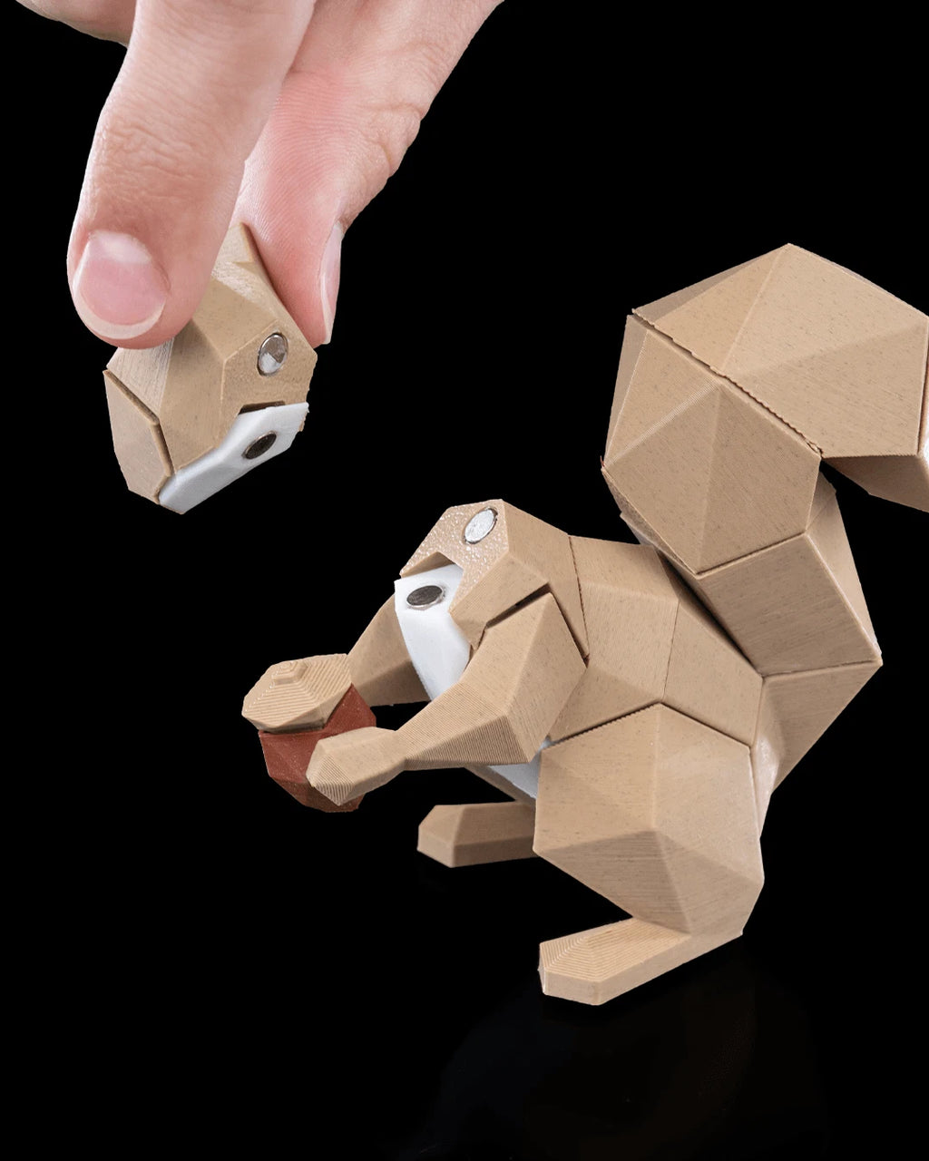 Low Poly Animals, Squirrel Scoiattolo, puzzle 3D magnetico da montare con magneti stampa 3D