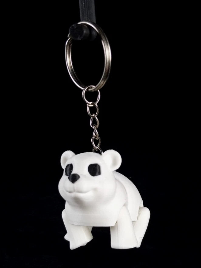 Portachiavi con Orso Polare flessibile articolato realizzato in stampa 3D
