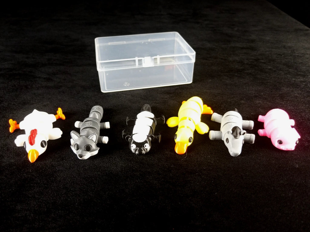 6 piccoli animali domestici articolati action figure realizzate in stampa 3D
