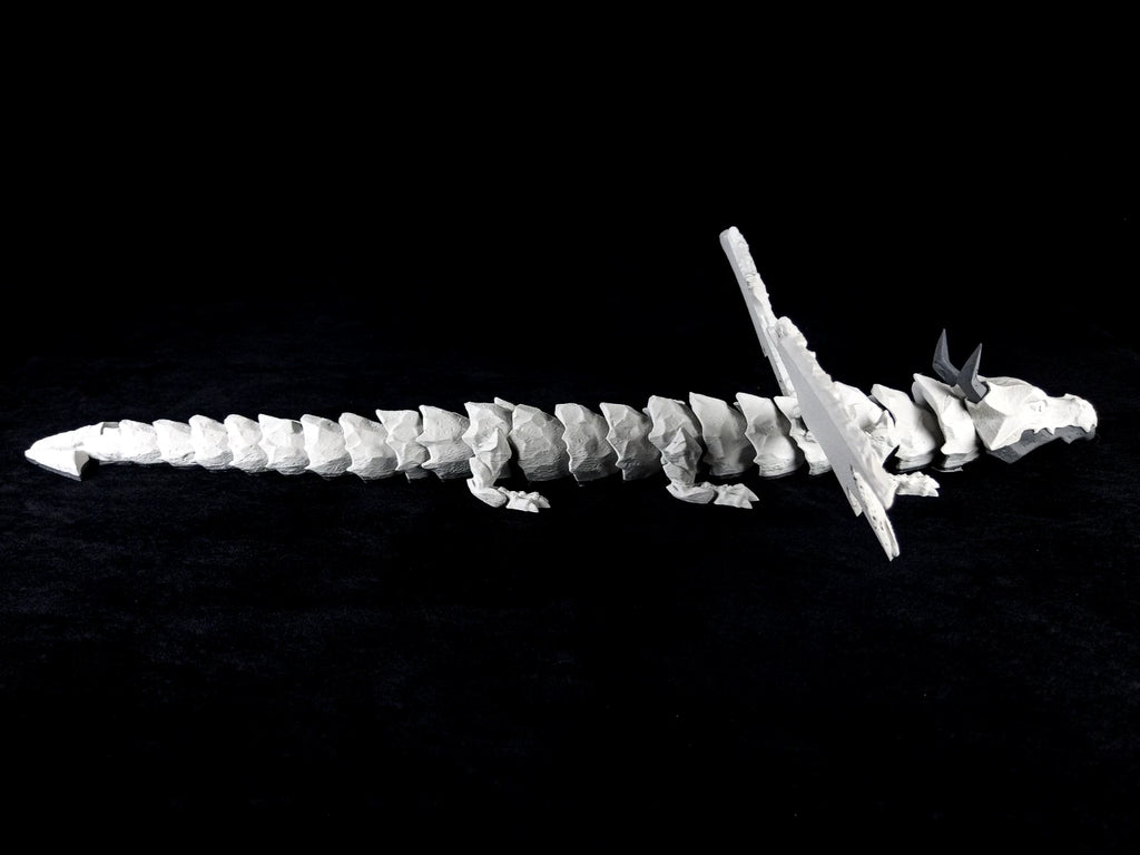 Dragonation "The Lithic Titan" Drago articolato Fidget toy Stampa 3D a colori grigio lunghezza 46 cm