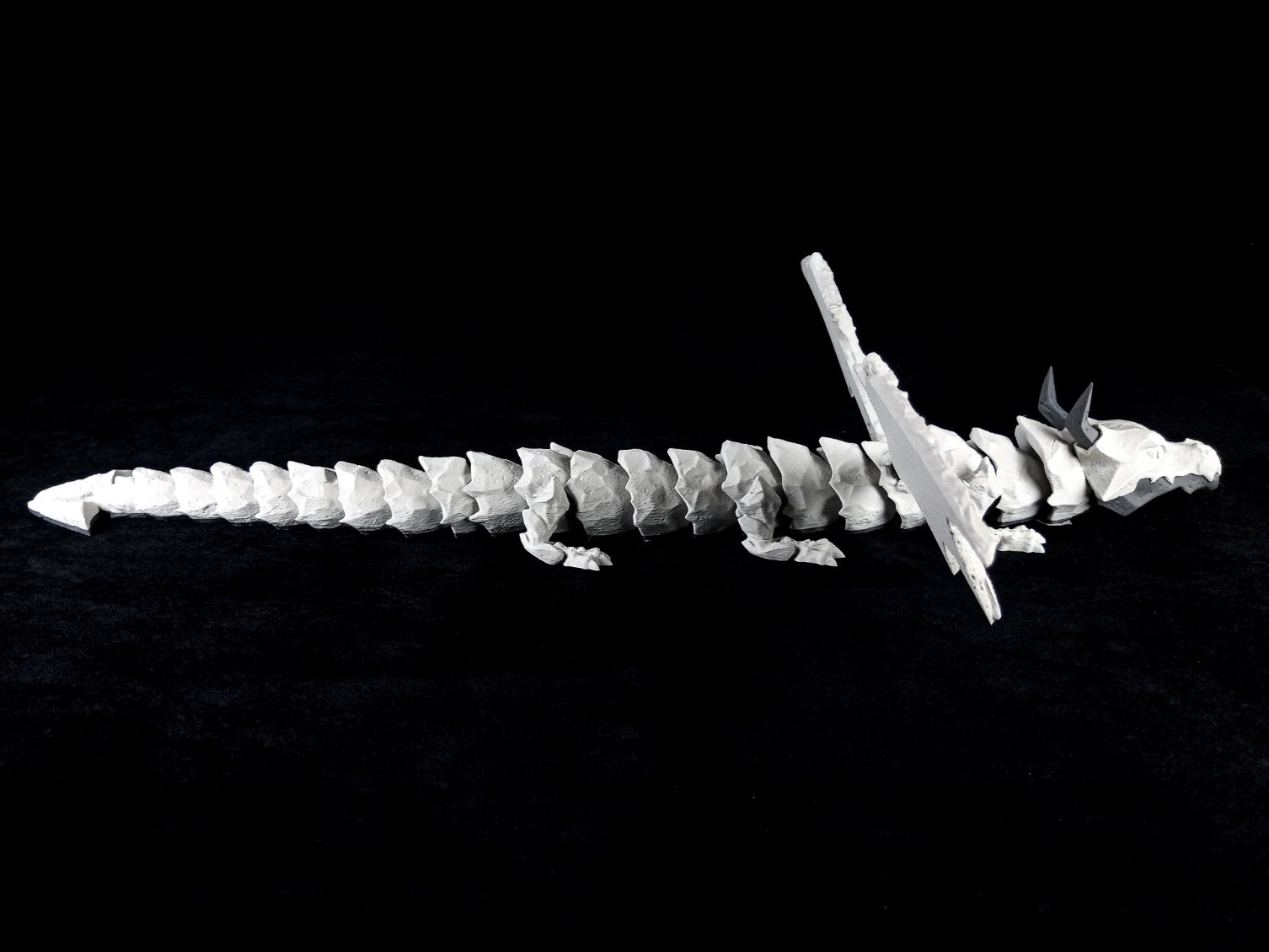 Dragonation "The Lithic Titan" Drago articolato Fidget toy Stampa 3D a colori grigio lunghezza 46 cm