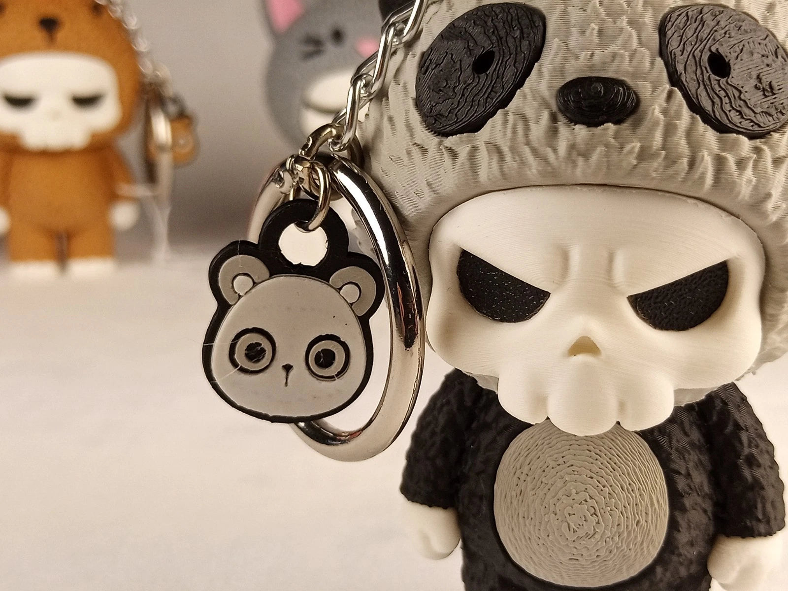 Skubbies "Babuu" portachiavi, personaggio da collezione, Stampa 3D PLA a colori con catena e anello con moschettone a molla