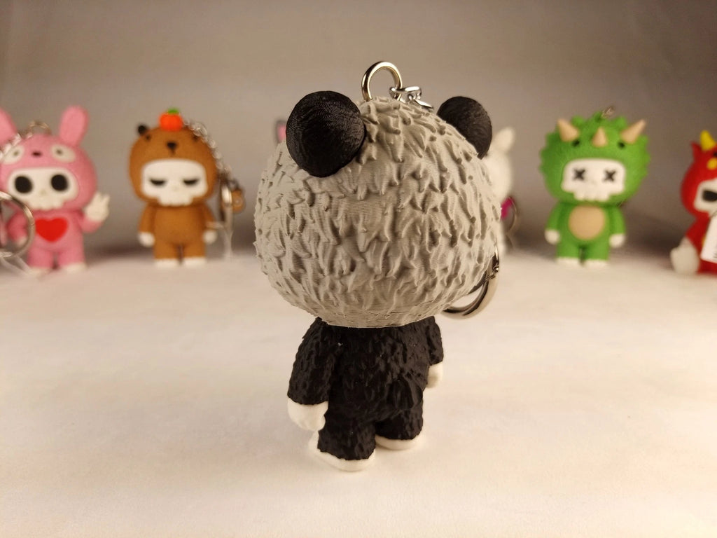 Skubbies "Babuu" portachiavi, personaggio da collezione, Stampa 3D PLA a colori con catena e anello con moschettone a molla