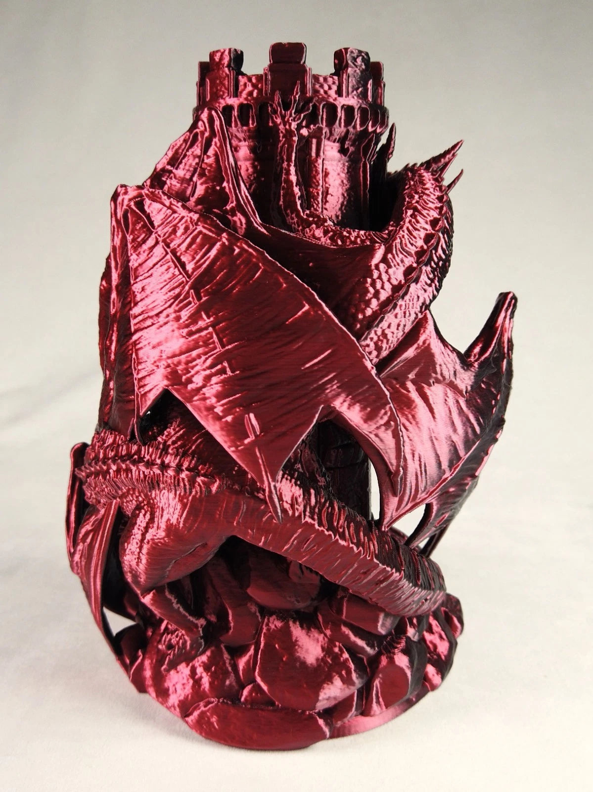 "Twin Fate" Dice Tower Torre lancia Dadi GDR stampa 3D seta bicolor rosso/nero