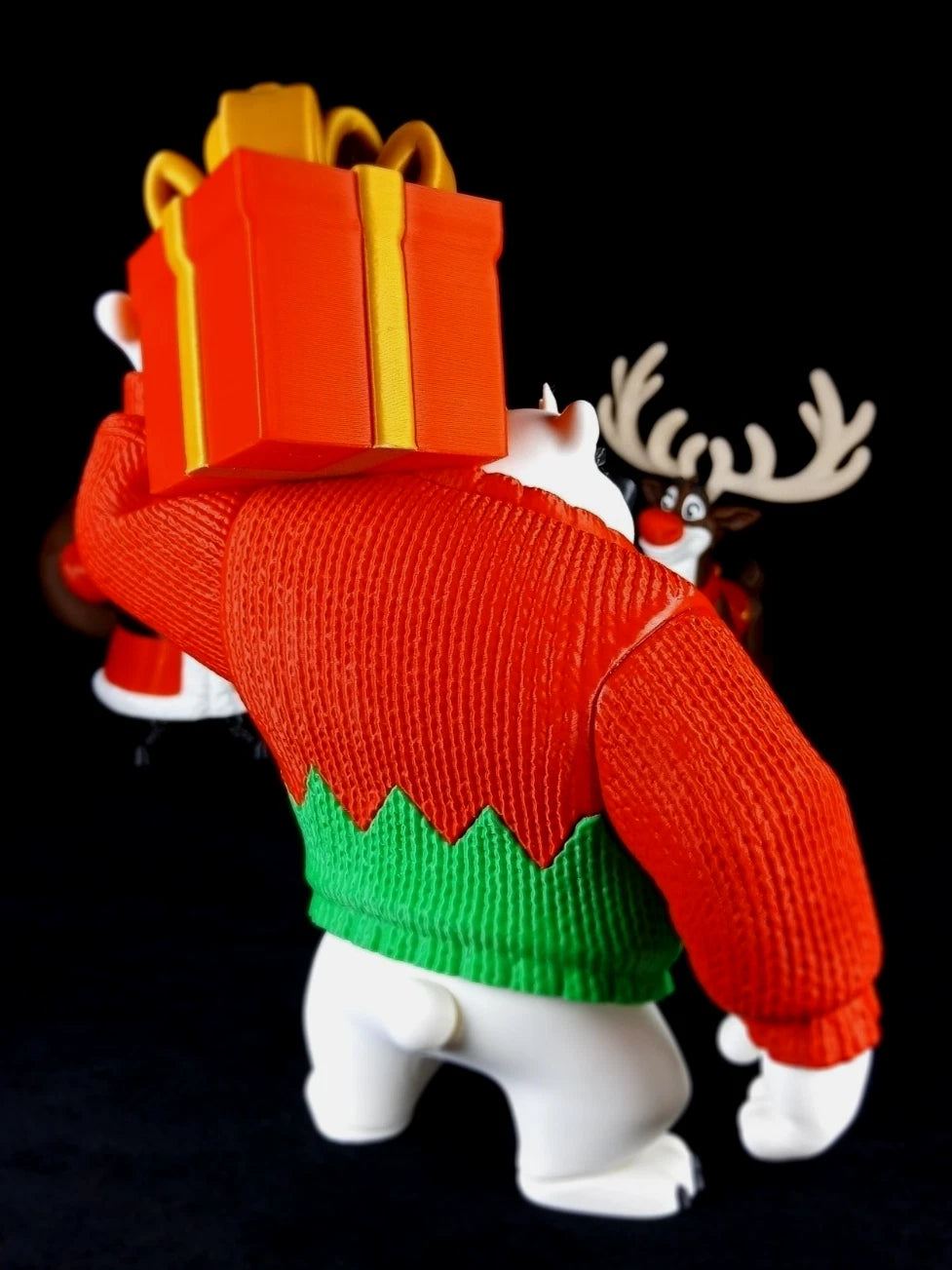 "Polar Bearer" Orso Polare Portatore di Doni, decorazione natalizia stampa 3D a colori