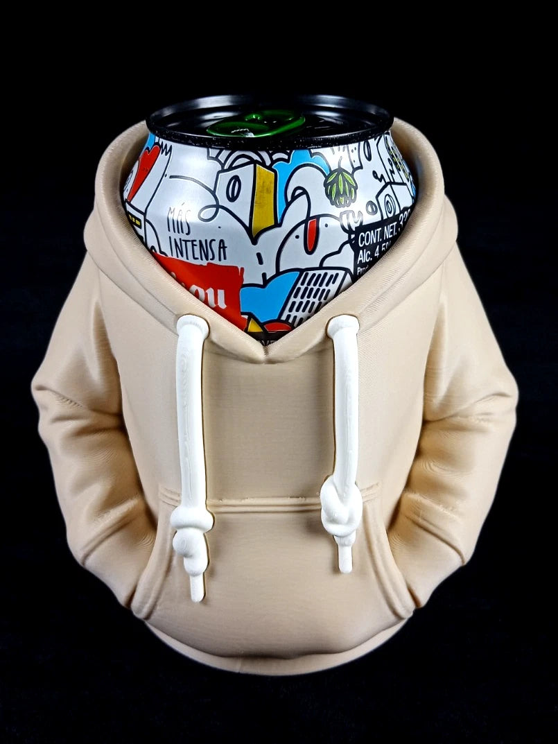 Felpa con cappuccio beige Porta lattine realizzato in PLA con la stampa 3D