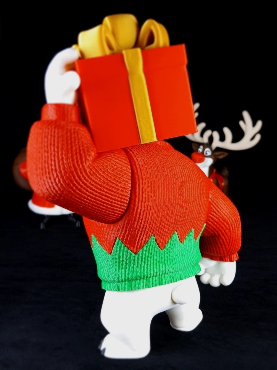 "Polar Bearer" Orso Polare Portatore di Doni, decorazione natalizia stampa 3D a colori