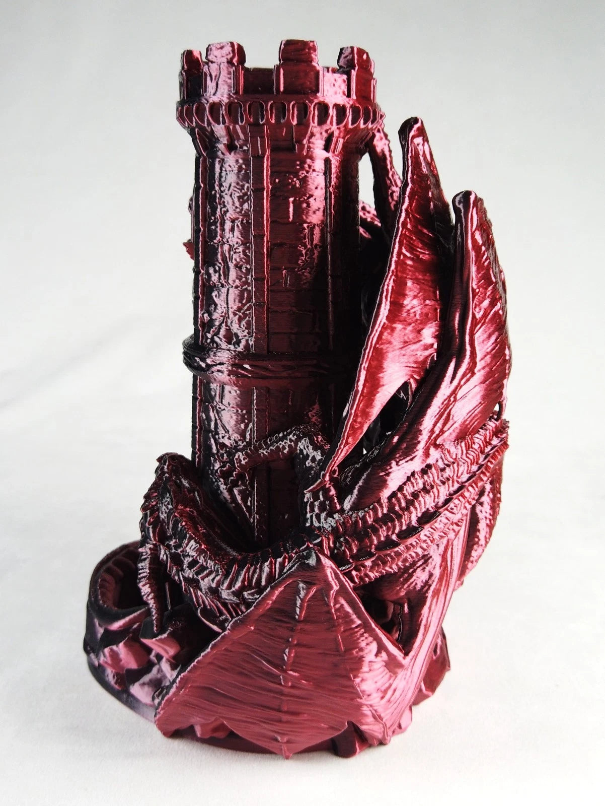 "Twin Fate" Dice Tower Torre lancia Dadi GDR stampa 3D seta bicolor rosso/nero