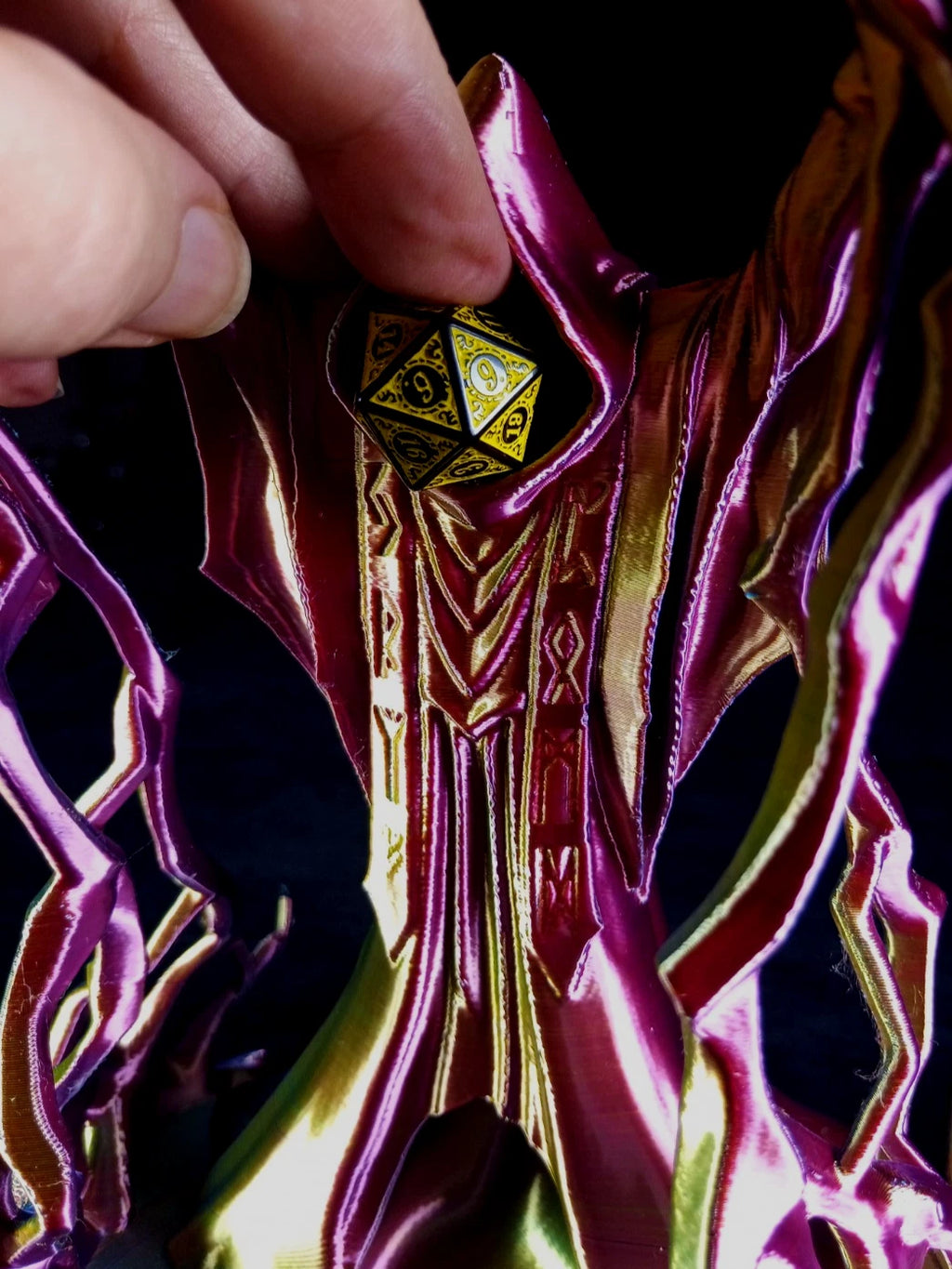 "Behold the Wizard" Dice Tower Torre lanciadadi stampa 3D PLA seta tricolor