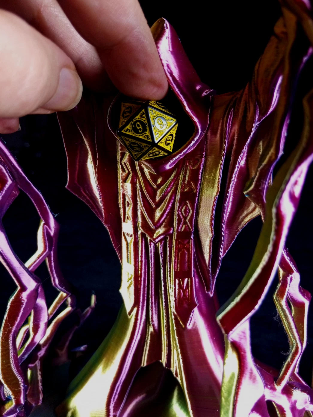 "Behold the Wizard" Dice Tower Torre lanciadadi stampa 3D PLA seta tricolor