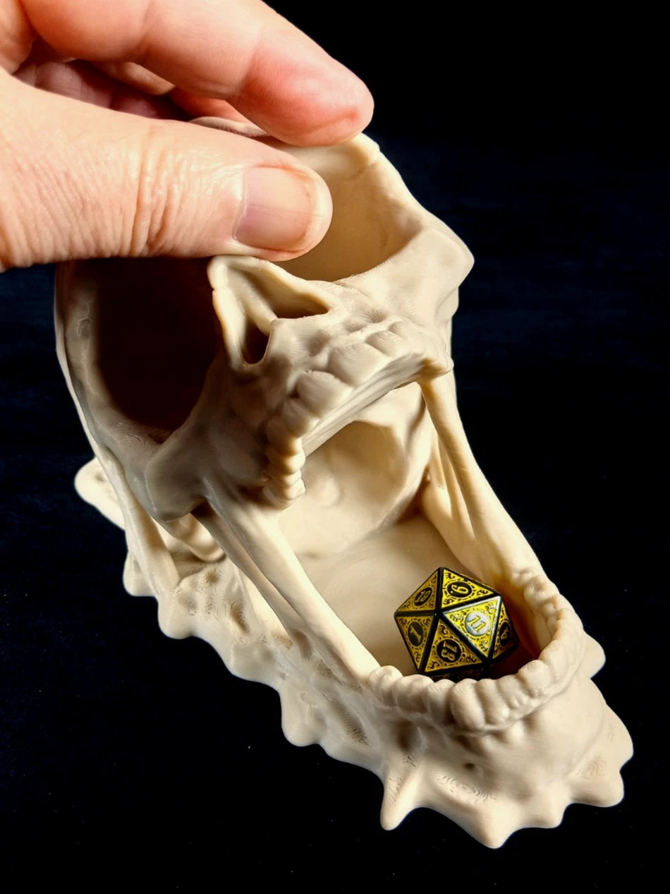 "Roll of Monsters" Doom Skull Dice Tower Torre lanciadadi stampa 3D PLA bianco