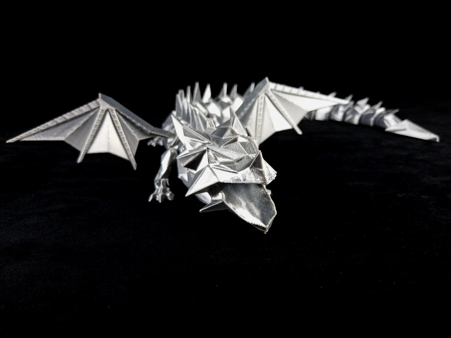 Dragonation "Lord of the Folds" Drago articolato Fidget toy Stampa 3D a colori grigio lunghezza 48 cm