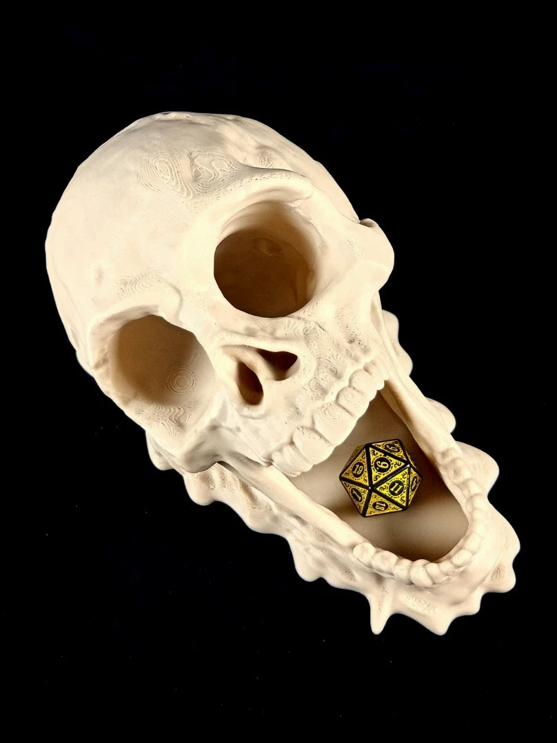 "Roll of Monsters" Doom Skull Dice Tower Torre lanciadadi stampa 3D PLA bianco