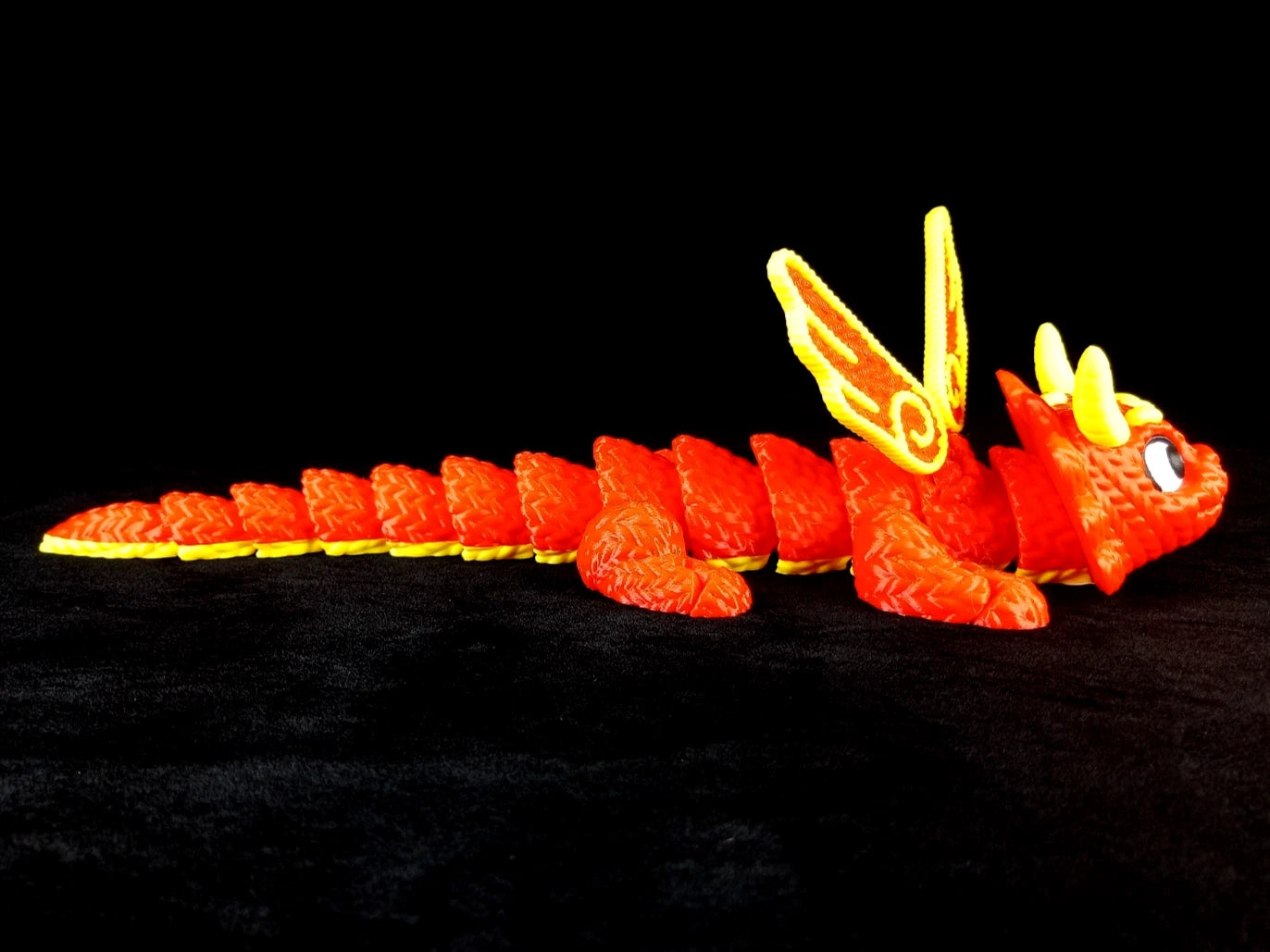 Dragonation "The Threadbinder" Drago articolato Fidget toy Stampa 3D a colori rosso/giallo lunghezza 32 cm