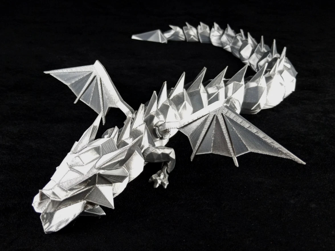 Dragonation "Lord of the Folds" Drago articolato Fidget toy Stampa 3D a colori grigio lunghezza 48 cm