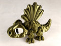 Dimetrodon Flexi Dinosaur, Dinosauro articolato verde seta stampa 3D a colori PLA lunghezza 14 cm.