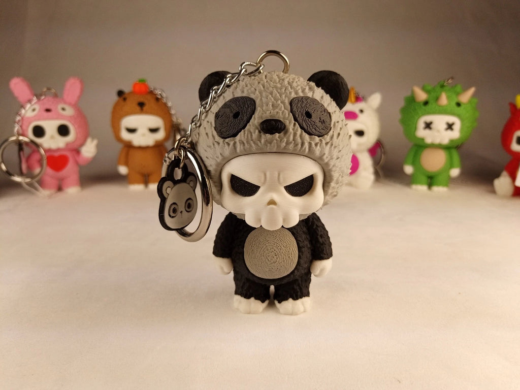 Skubbies "Babuu" portachiavi, personaggio da collezione, Stampa 3D PLA a colori con catena e anello con moschettone a molla