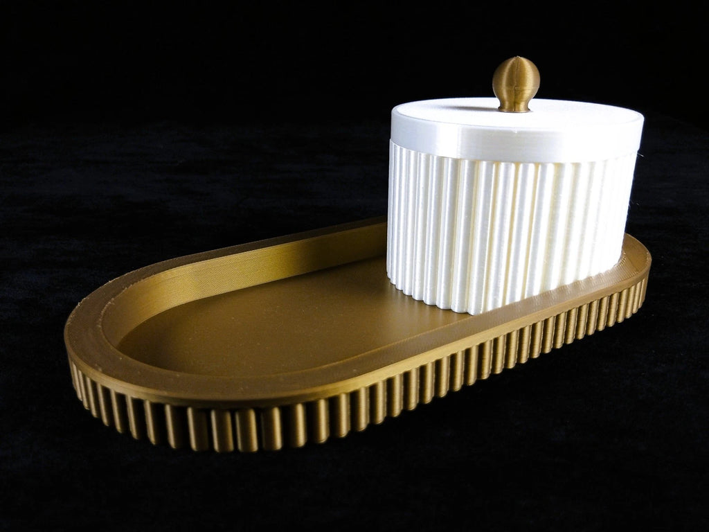 "Forma" Royal Vassoio & Contenitore portaoggetti bronzo bianco seta, stampa 3D