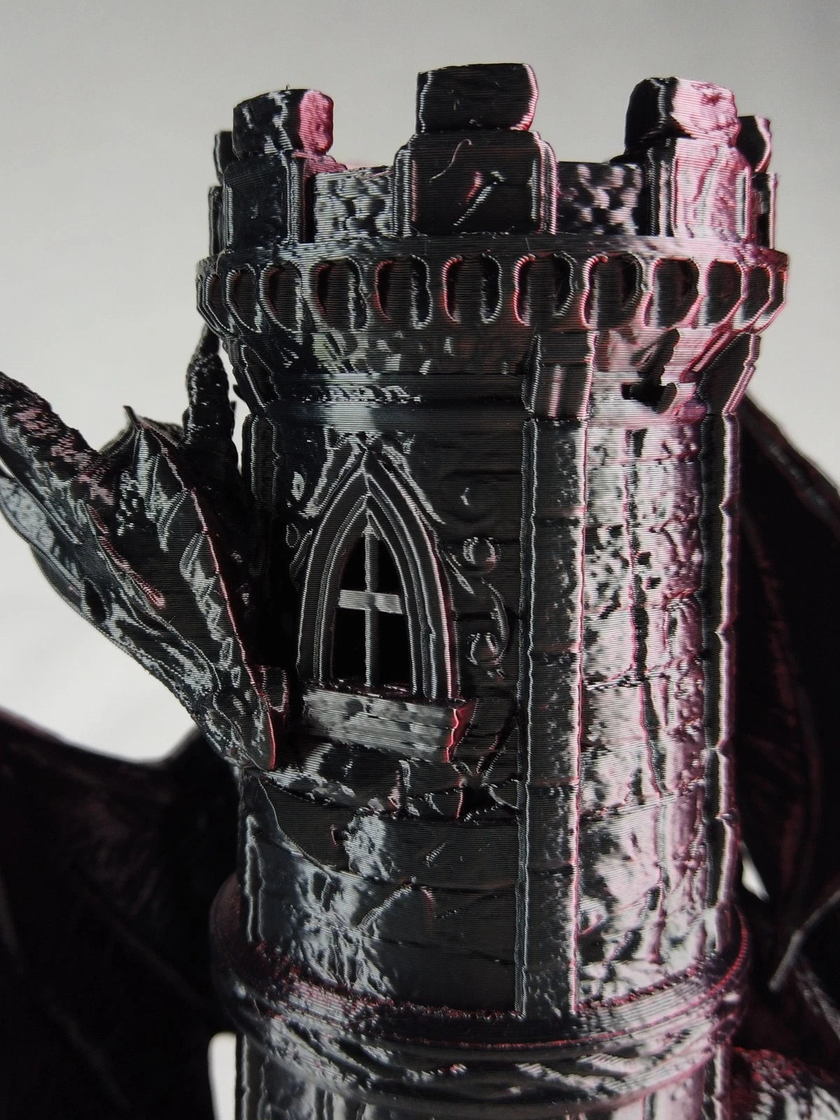 "Twin Fate" Dice Tower Torre lancia Dadi GDR stampa 3D seta bicolor rosso/nero