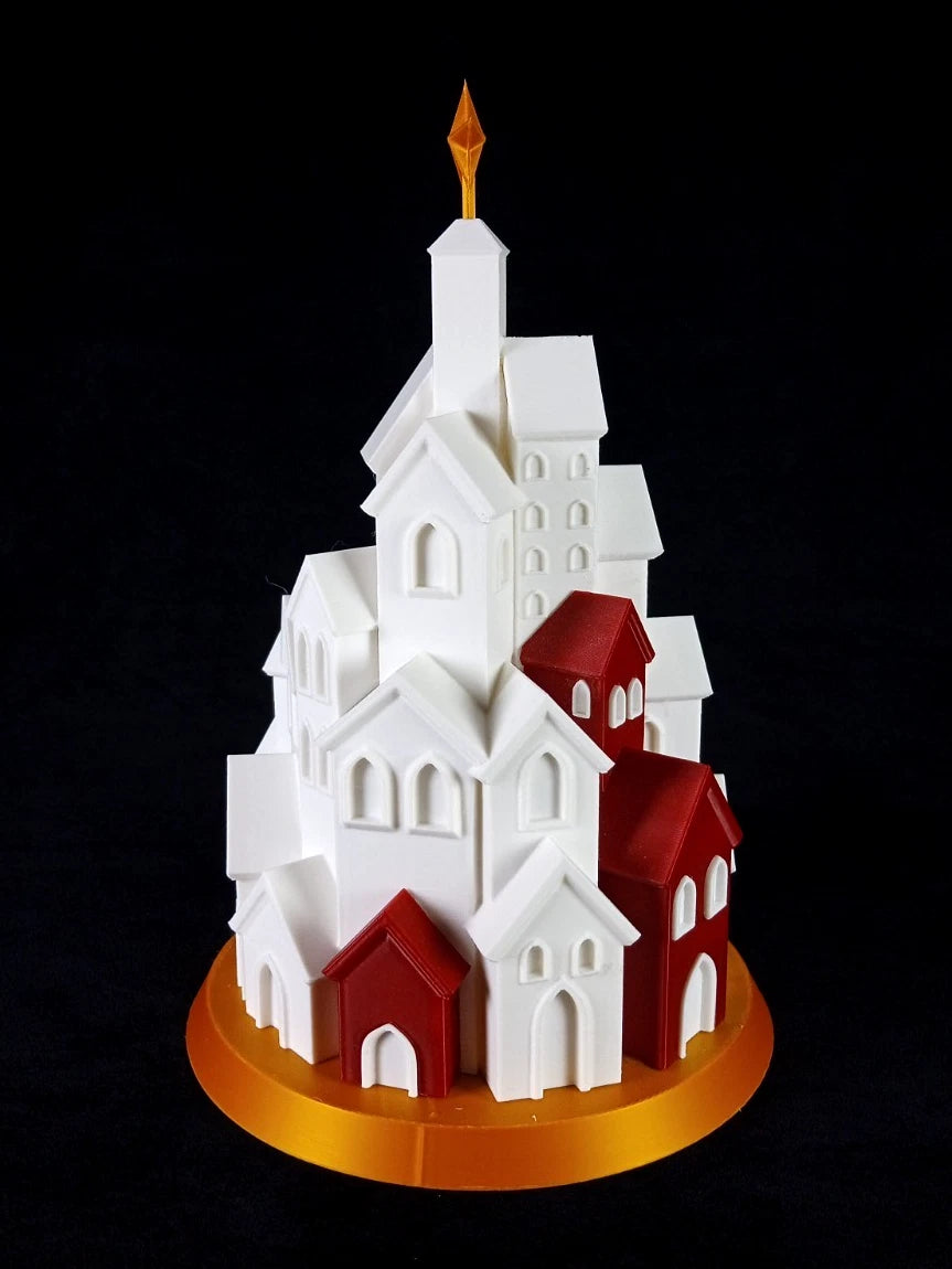 Winter Village decorazione natalizia con illuminazione stampata in 3D a colori