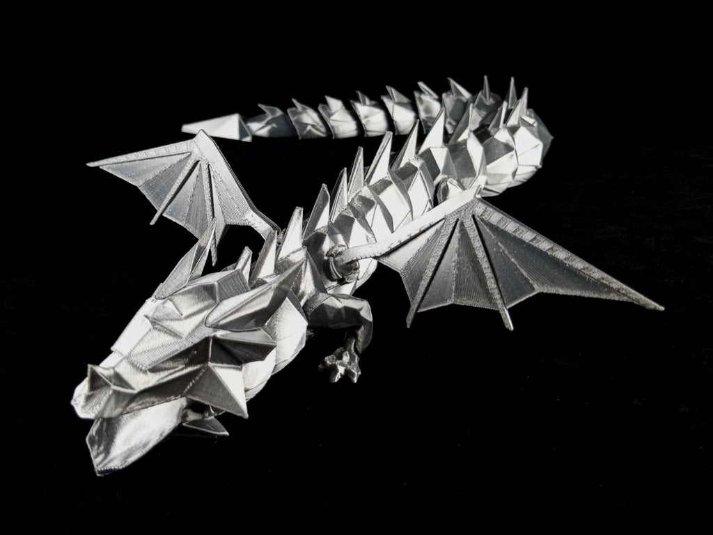 Dragonation "Lord of the Folds" Drago articolato Fidget toy Stampa 3D a colori grigio lunghezza 48 cm