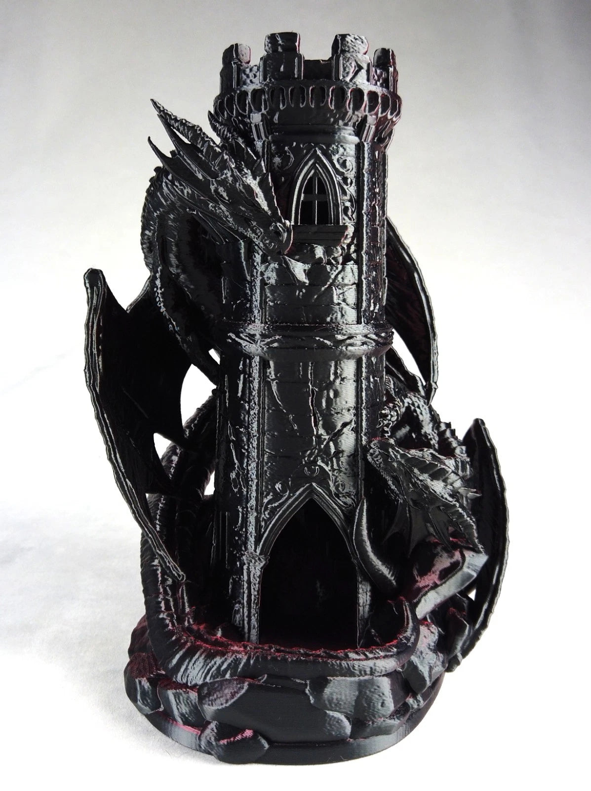 "Twin Fate" Dice Tower Torre lancia Dadi GDR stampa 3D seta bicolor rosso/nero