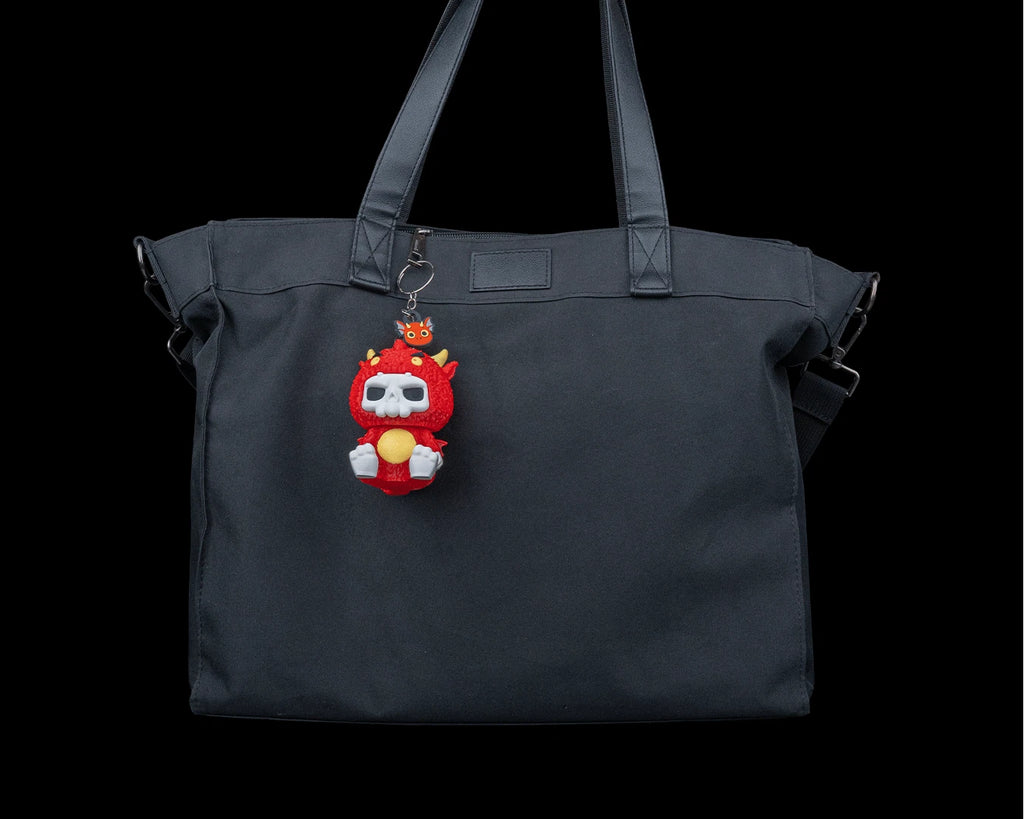 Skubbies "Scorchi" portachiavi, personaggio da collezione Stampa 3D PLA a colori con catena anello con moschettone a molla