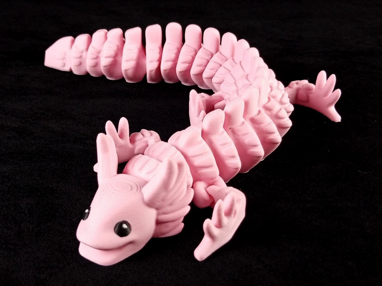"Flexolotl V2" Axolotl articolato rosa Fidget toy lunghezza 26 cm stampa 3D a colori