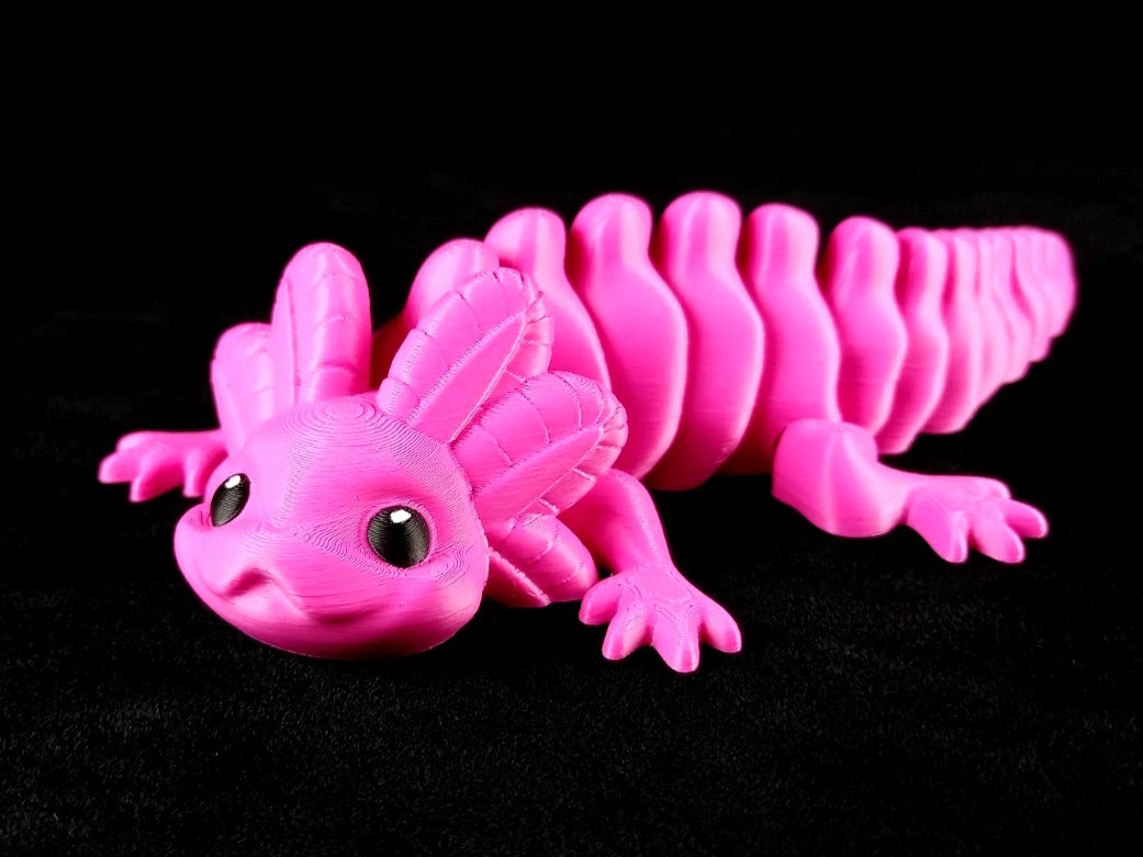 "Articulotl" Axolotl articolato colore fucsia Fidget toy lunghezza 19 cm stampa 3D a colori