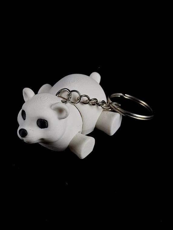 Portachiavi con Orso Polare flessibile articolato realizzato in stampa 3D