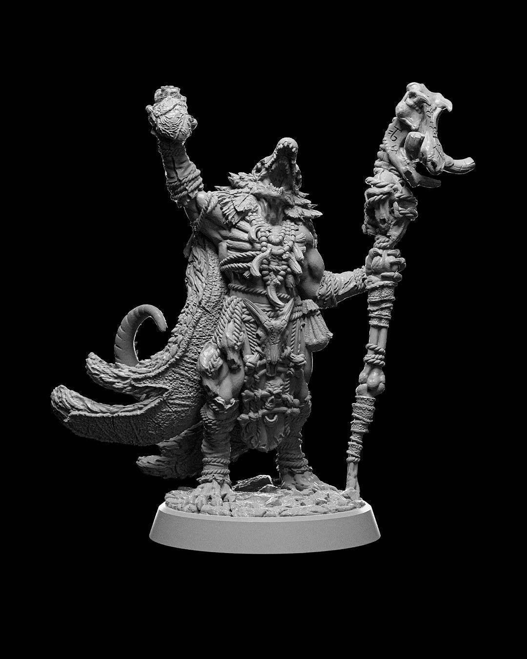 Dragonfolk Shaman Action Figure in resina Kit 75 mm stampa 3D