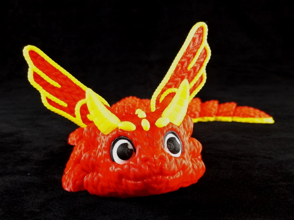 Dragonation "The Threadbinder" Drago articolato Fidget toy Stampa 3D a colori rosso/giallo lunghezza 32 cm
