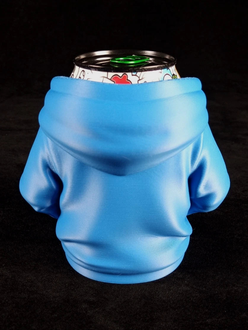 Felpa con cappuccio azzurra Porta lattine realizzato in PLA con la stampa 3D