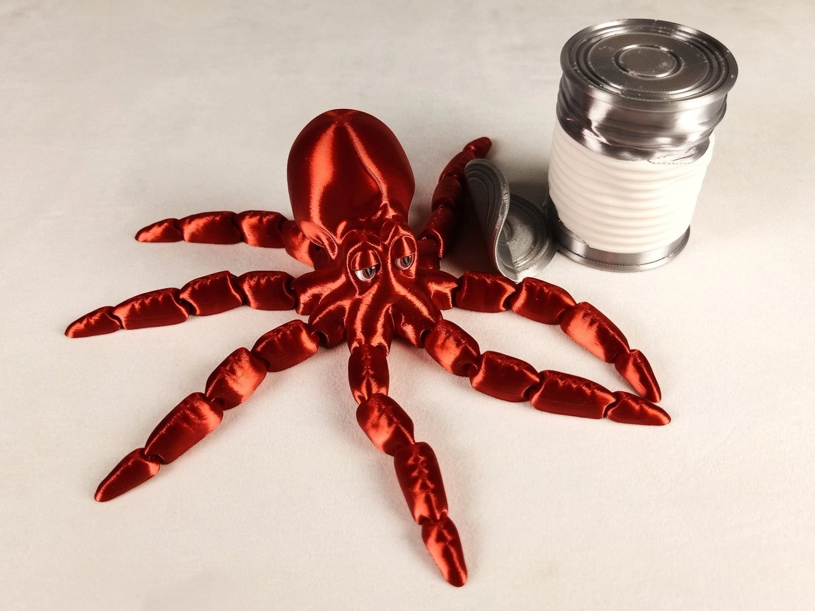 Gus, the Octopus polpo articolato rosso seta Fidget toy diametro 18 cm stampa 3D