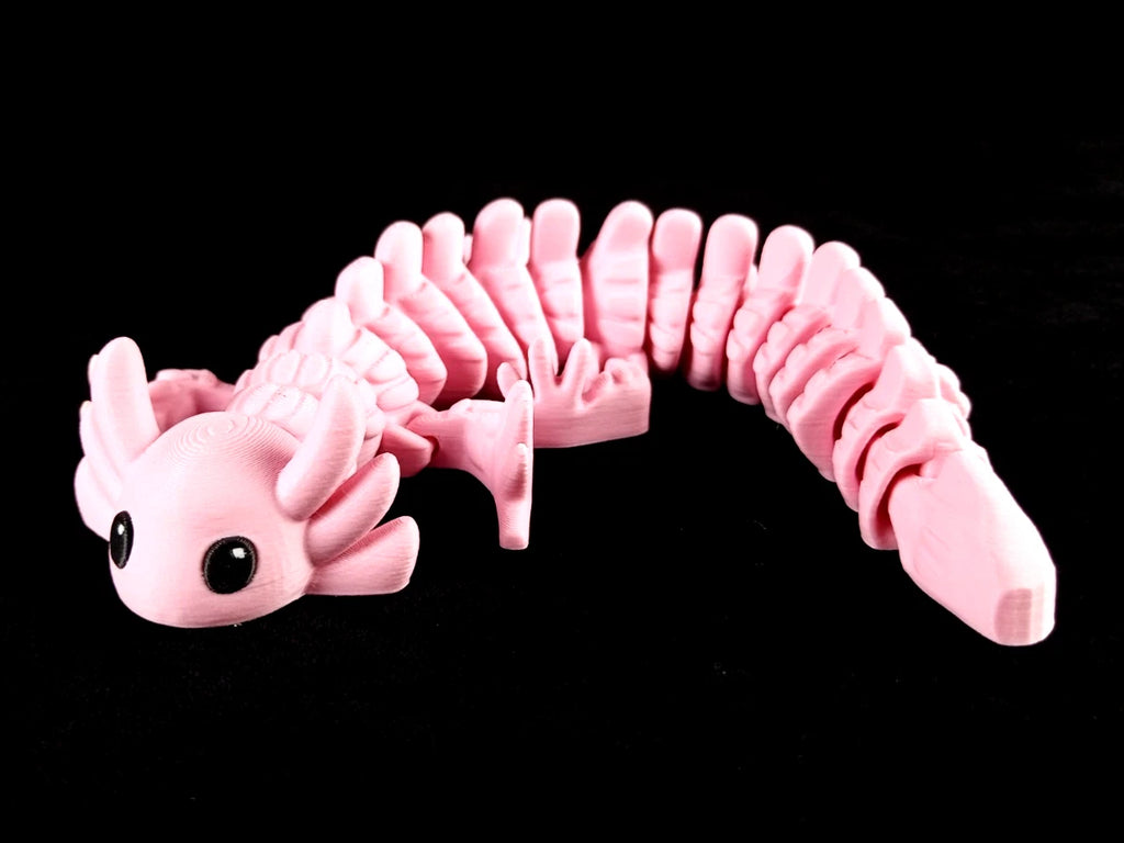 "Flexolotl V1" Axolotl articolato rosa Fidget toy lunghezza 20 cm stampa 3D a colori
