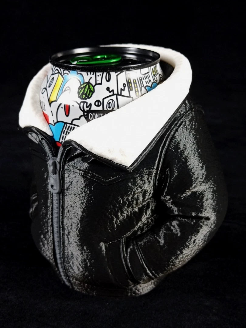 Giacca in Pelle Nera Porta lattine realizzato in PLA con la stampa 3D