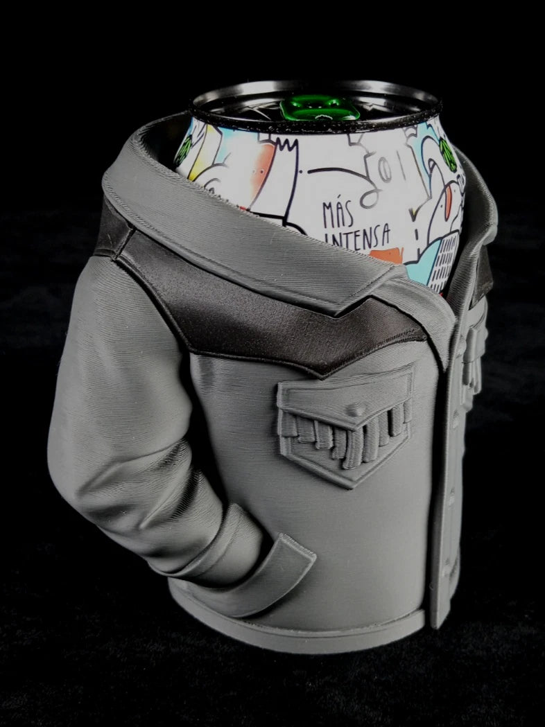 Giacca in Pelle Scamosciata Grigia Porta lattine realizzato con la stampa 3D