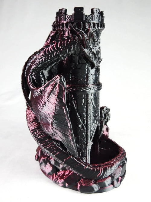 "Twin Fate" Dice Tower Torre lancia Dadi GDR stampa 3D seta bicolor rosso/nero
