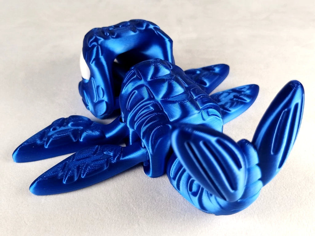Mosasaur Flexi Dinosaur, Dinosauro articolato Blu seta stampa 3D a colori PLA 15 cm.